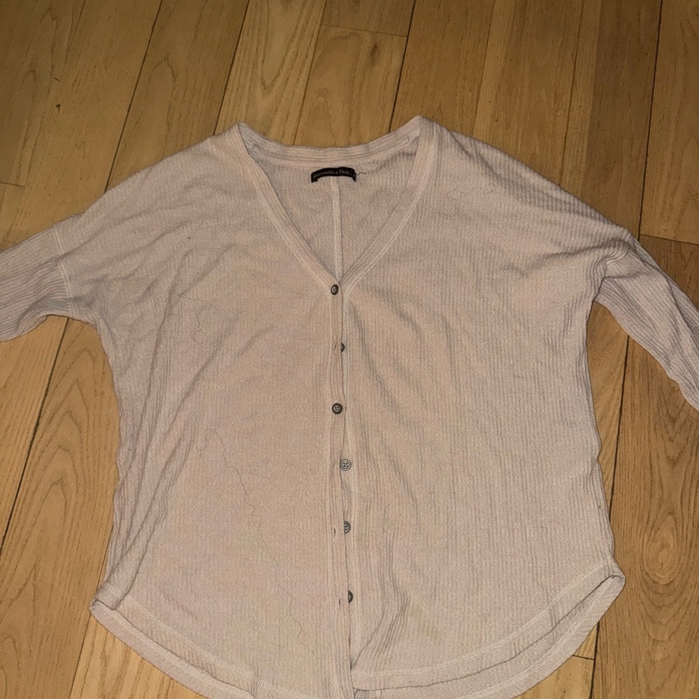 Abercrombie & Fitch Cream Button-Up Sweater